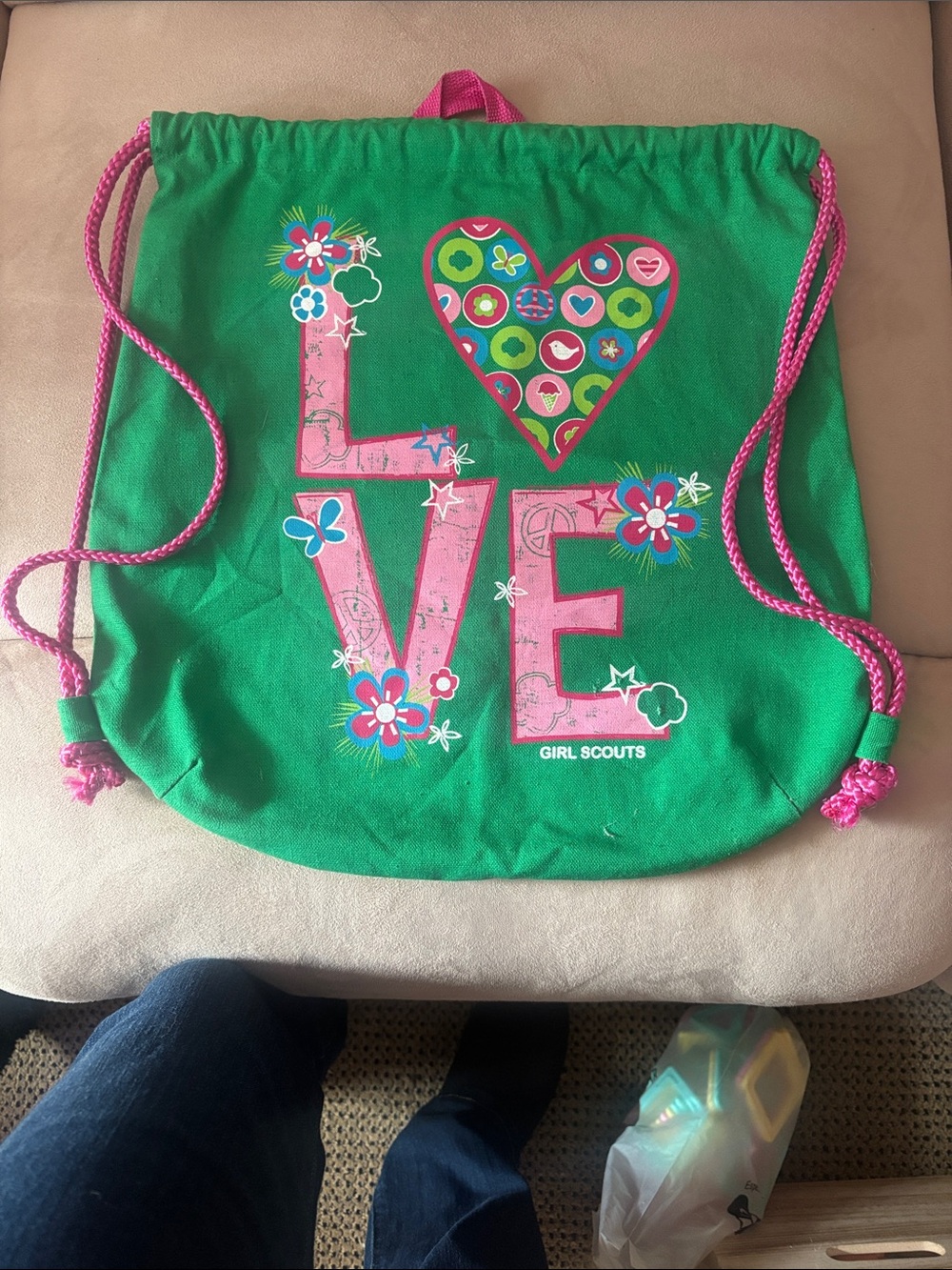 Girl Scout LOVE Drawstring Bag